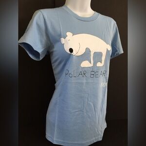 Polar Bear Art women American Apparel Blue T-Shirt Tee